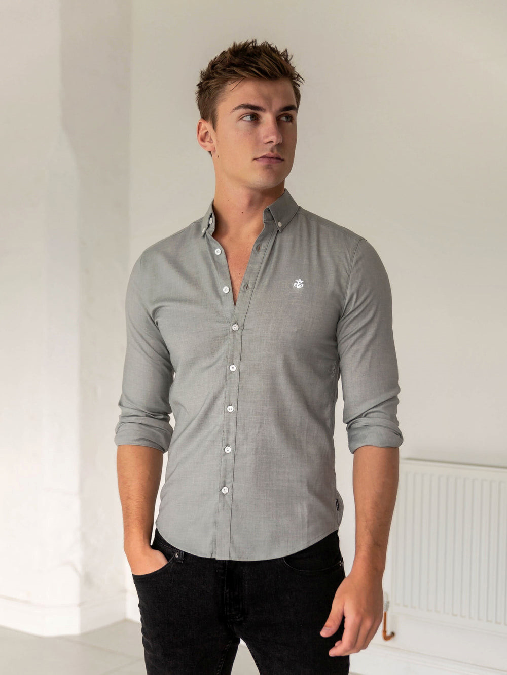 Blakely Wexford Fitted Stretch Shirt Hellgrau | OCTIABZ-65