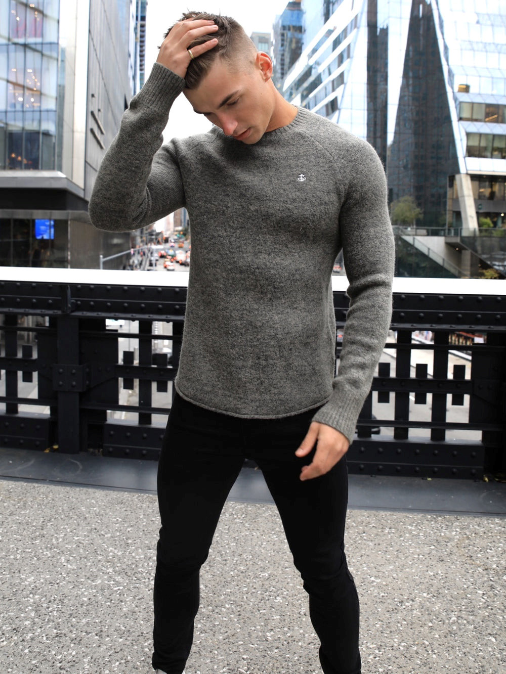 Blakely Yardley Knit Jumper Charcoal | EHLIRFP-48