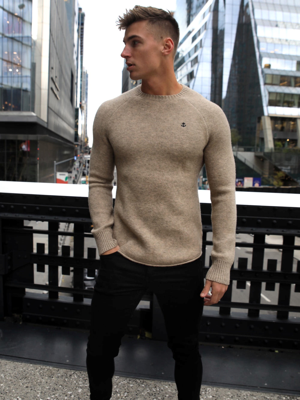 Blakely Yardley Knit Jumper Tan | POJFMYC-37